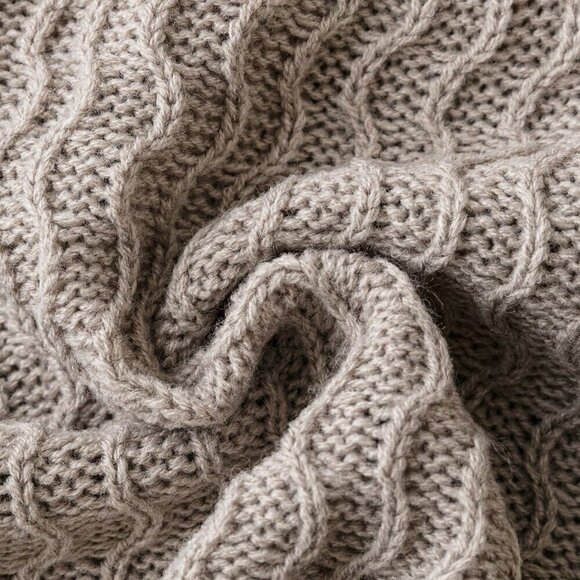 Mocha Brown Casual Womens Turtleneck Drop Shoulder Sweater - Picture 3 of 5